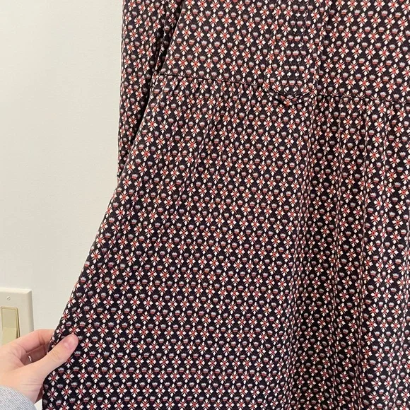 Tory Burch Women Dress Large Blue coral cream midi keyhole back patterned mod - Picture 3 of 5